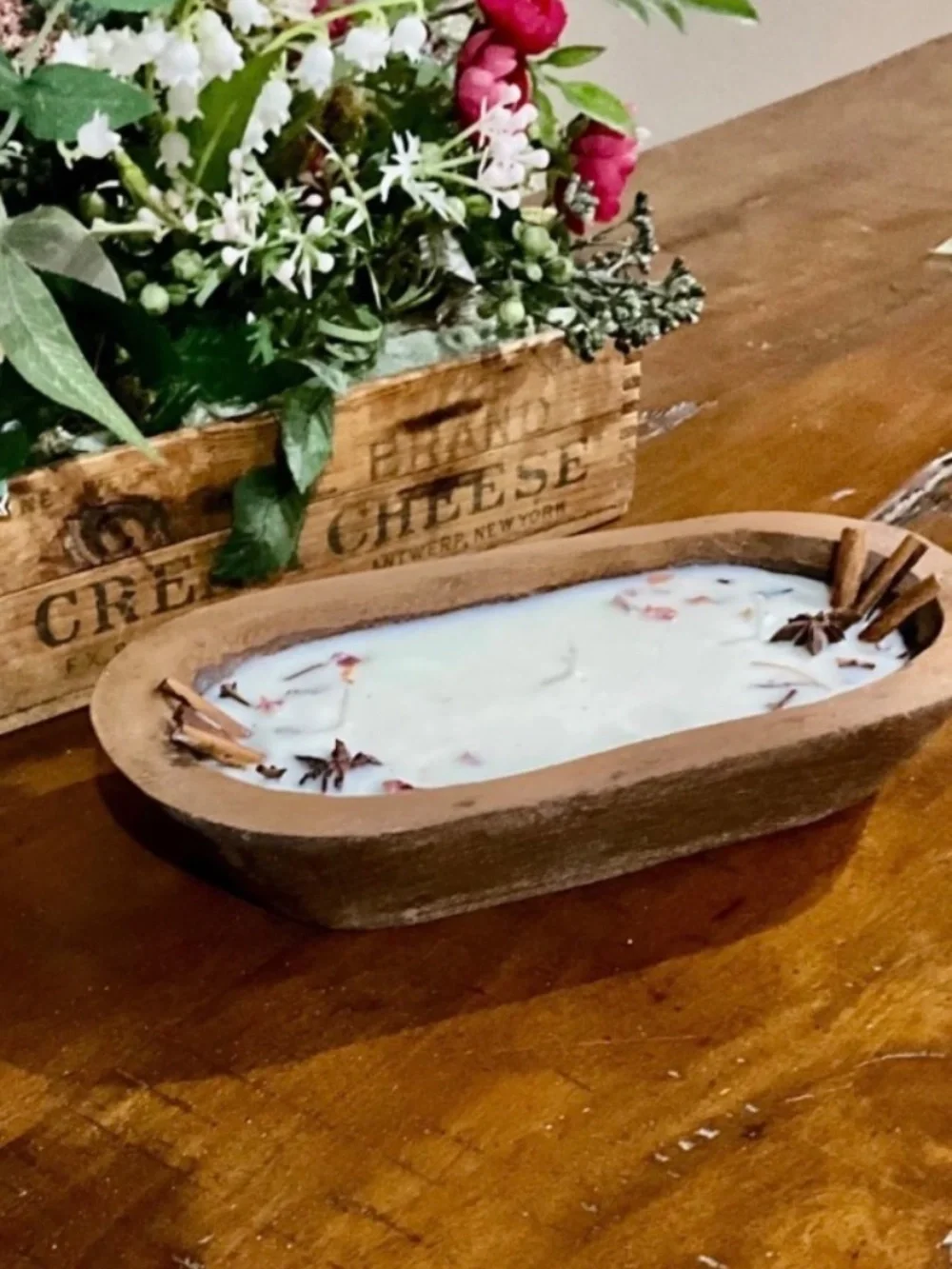 Custom Wood Dough Bowl 100% Soy Wax Candle, 3 Wick. Lavender Lemon Scent